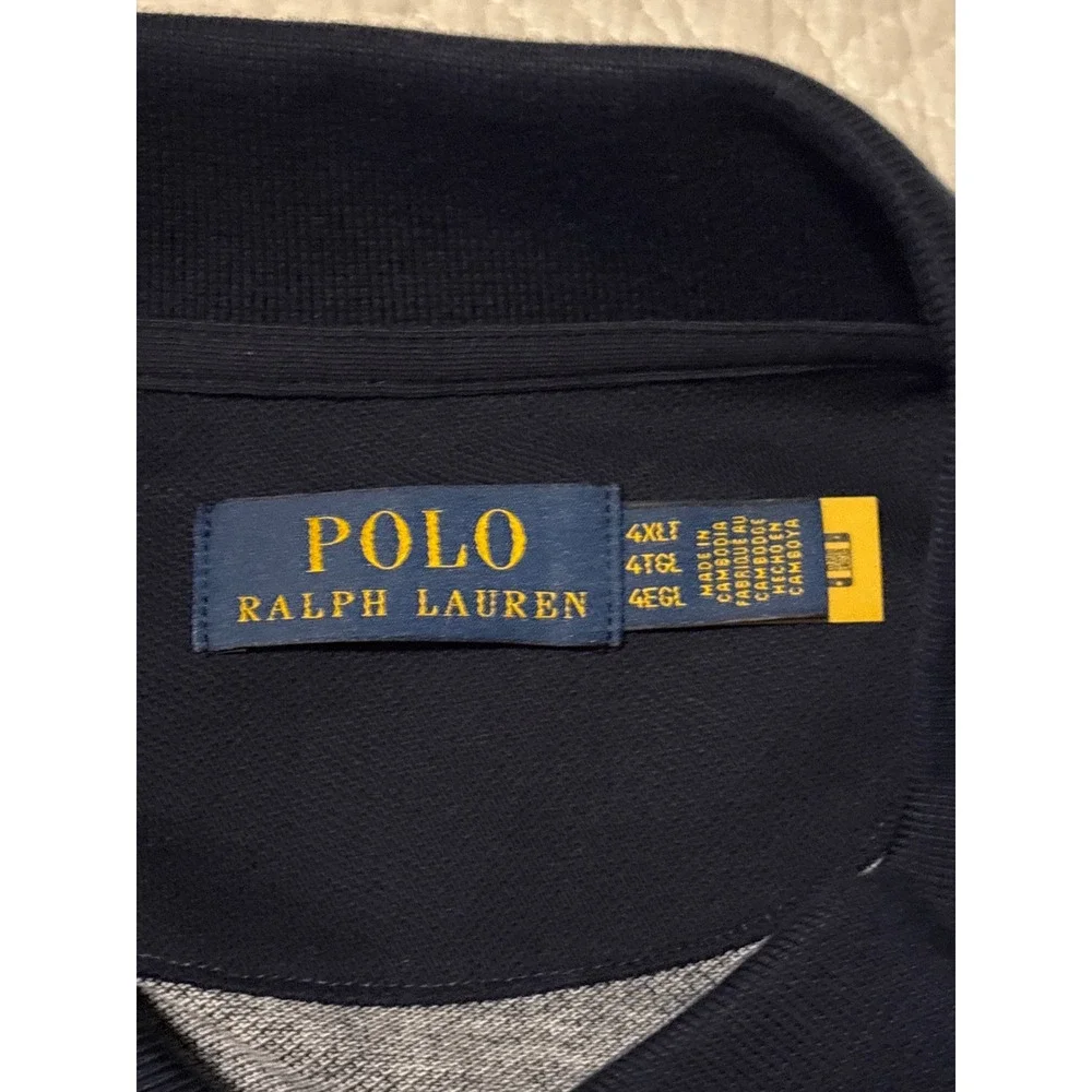Polo Ralph Lauren Men 4XLT Navy Blue Ski Tourney Winter Event Graphic Polo Shirt
